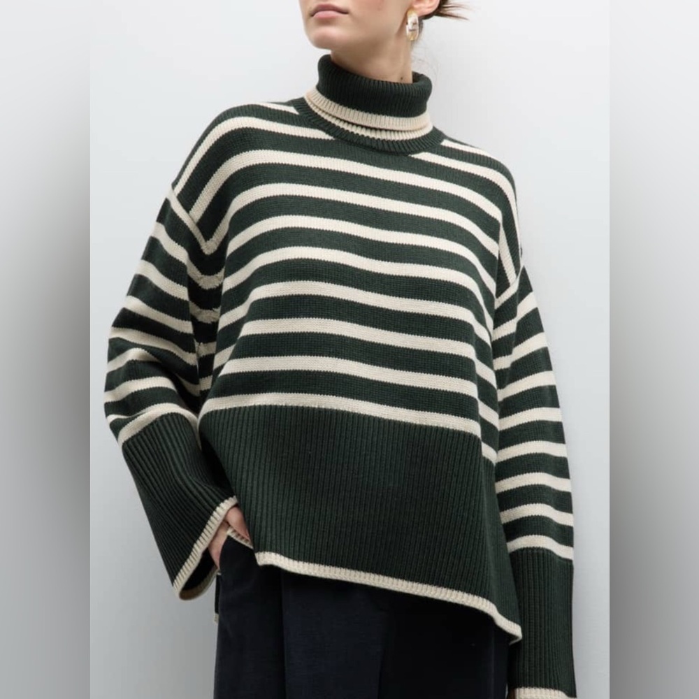Toteme signature Striped turtleneck organic wool Sweater size M